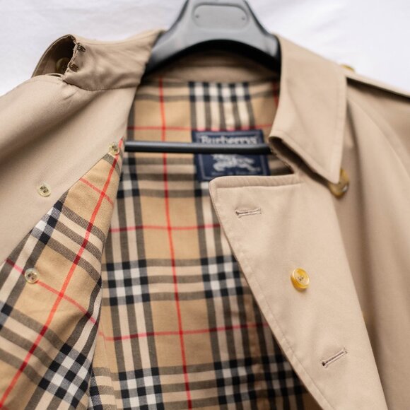 Vintage Burberrys Trench Coat Nova Check Belted Tan Mens L - Picture 10 of 16